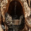 31 Inch Tree Stump Face Fountain with Led Light and Bird House