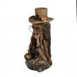 31 Inch Tree Stump Face Fountain with Led Light and Bird House