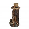 31 Inch Tree Stump Face Fountain with Led Light and Bird House