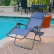 Marina Zero Gravity Chair with Sunshade Pillow and Drink Tray- Navy Blue