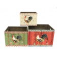 Rooster-themed Wooden Storage Box (Set of 3)