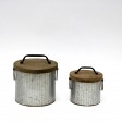 S/2 WOOD/METAL JAR WITH LID