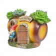 5.5 Inch H Polyresin Solar LED Light Succulent House