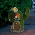 7.5 Inch H Polyresin Solar LED Light Cactus House