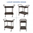 Espresso Wicker Serving Cart