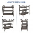 Espresso Resin wicker serving cart in three layers tray