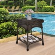 Outdoor Espresso Wicker Patio Furniture End Table