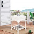 Outdoor White Wicker Patio Furniture End Table