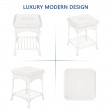 Outdoor White Wicker Patio Furniture End Table