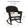 Espresso Rocker Wicker Chair with Ivory Cushion -  Set of 2