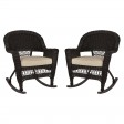 Espresso Rocker Wicker Chair with Cushion -  Set of 2