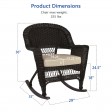 Espresso Rocker Wicker Chair with Tan Cushion -  Set of 2