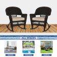Espresso Rocker Wicker Chair with Tan Cushion -  Set of 2