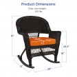 Espresso Rocker Wicker Chair with Orange Cushion -  Set of 2