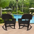 Espresso Rocker Wicker Chair with Black Cushion -  Set of 2