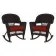 Espresso Rocker Wicker Chair with Cushion -  Set of 2