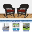 Espresso Rocker Wicker Chair with Cushion -  Set of 2