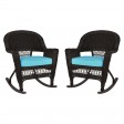 Espresso Rocker Wicker Chair with Cushion -  Set of 2