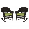 Espresso Rocker Wicker Chair with Cushion -  Set of 2