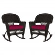 Espresso Rocker Wicker Chair with Cushion -  Set of 2