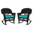 Espresso Rocker Wicker Chair with Cushion -  Set of 2