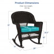 Espresso Rocker Wicker Chair with Turquoise Cushion -  Set of 2