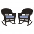 Espresso Rocker Wicker Chair with Cushion -  Set of 2