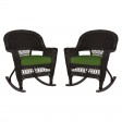 Espresso Rocker Wicker Chair with Cushion -  Set of 2