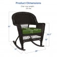 Espresso Rocker Wicker Chair with Hunter Green Cushion -  Set of 2