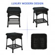 3pc Espresso Rocker Wicker Chair Set With Brick Red Cushion