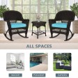 3pc Espresso Rocker Wicker Chair Set With Cushion