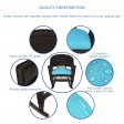 3pc Espresso Rocker Wicker Chair Set With Cushion