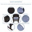 3pc Espresso Rocker Wicker Chair Set With Steel Blue Cushion