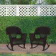 Espresso Rocker Wicker Chair Without Cushion-  Set of 2