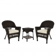 Espresso Wicker Chair And End Table Set With Ivory Chair Cushion