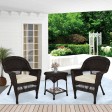Espresso Wicker Chair And End Table Set With Ivory Chair Cushion