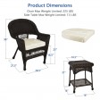Espresso Wicker Chair And End Table Set With Ivory Chair Cushion