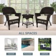 Espresso Wicker Chair And End Table Set With Ivory Chair Cushion