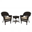 Espresso Wicker Chair And End Table Set With Tan Chair Cushion