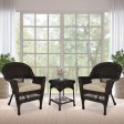 Espresso Wicker Chair And End Table Set With Tan Chair Cushion