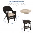 Espresso Wicker Chair And End Table Set With Tan Chair Cushion