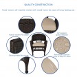 Espresso Wicker Chair And End Table Set With Tan Chair Cushion