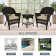 Espresso Wicker Chair And End Table Set With Tan Chair Cushion