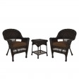Espresso Wicker Chair And End Table Set With Chair Cushion