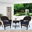 Espresso Wicker Chair And End Table Set With Chair Cushion