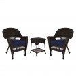 Espresso Wicker Chair And End Table Set With Chair Cushion