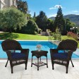 Espresso Wicker Chair And End Table Set With Chair Cushion