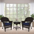 Espresso Wicker Chair And End Table Set With Chair Cushion