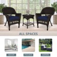 Espresso Wicker Chair And End Table Set With Chair Cushion