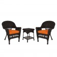Espresso Wicker Chair And End Table Set With Chair Cushion